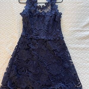 Elegant Navy Lace Kids Dress